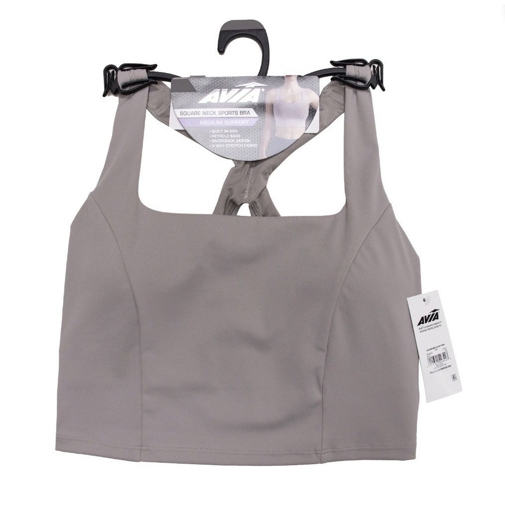 Avia Square Neck‎ Sports Bra for Women Medium Support Gray Size Small - NWT - Picture 4 of 7